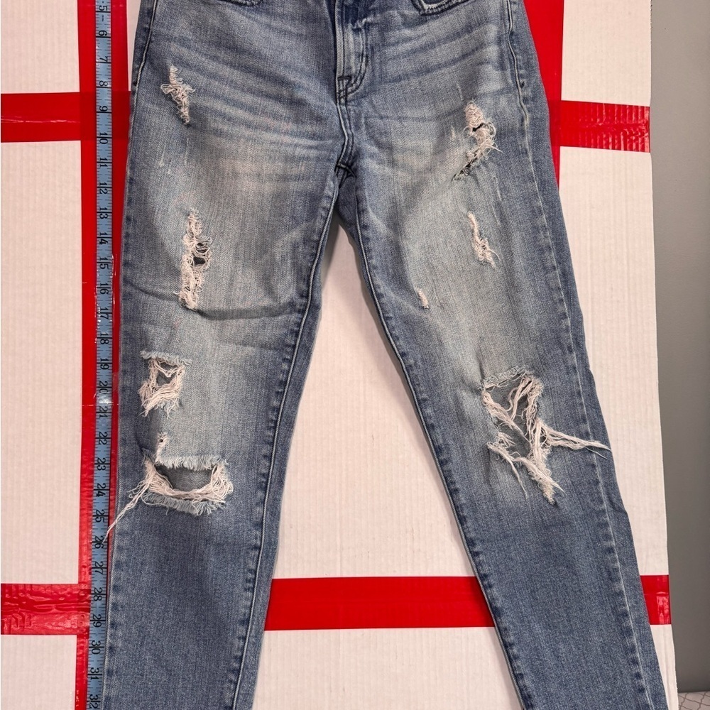 Forever 21 Blue Distressed Ankle Jeans
